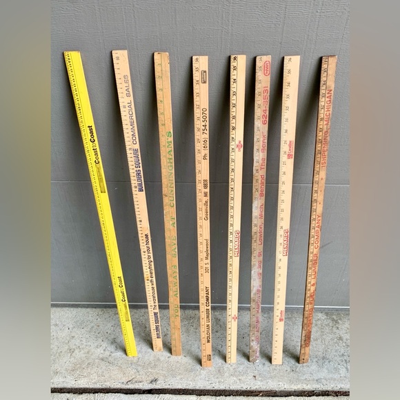 (Lot of 8) Vtg Assorted Business Antique Advertising Wooden Measuring Yardsticks - Picture 8 of 10